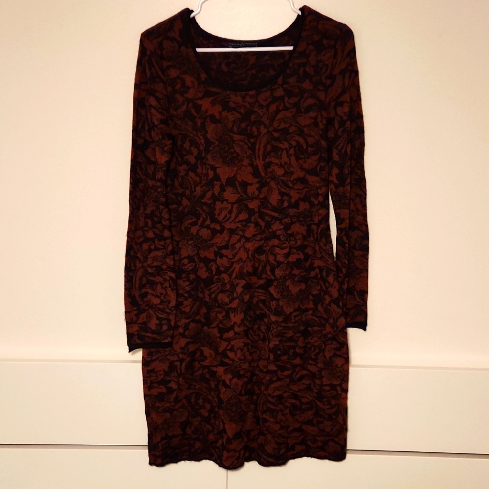 Peruvian Connection Rust & Black Sweater Dress Size M Baby Alpaca